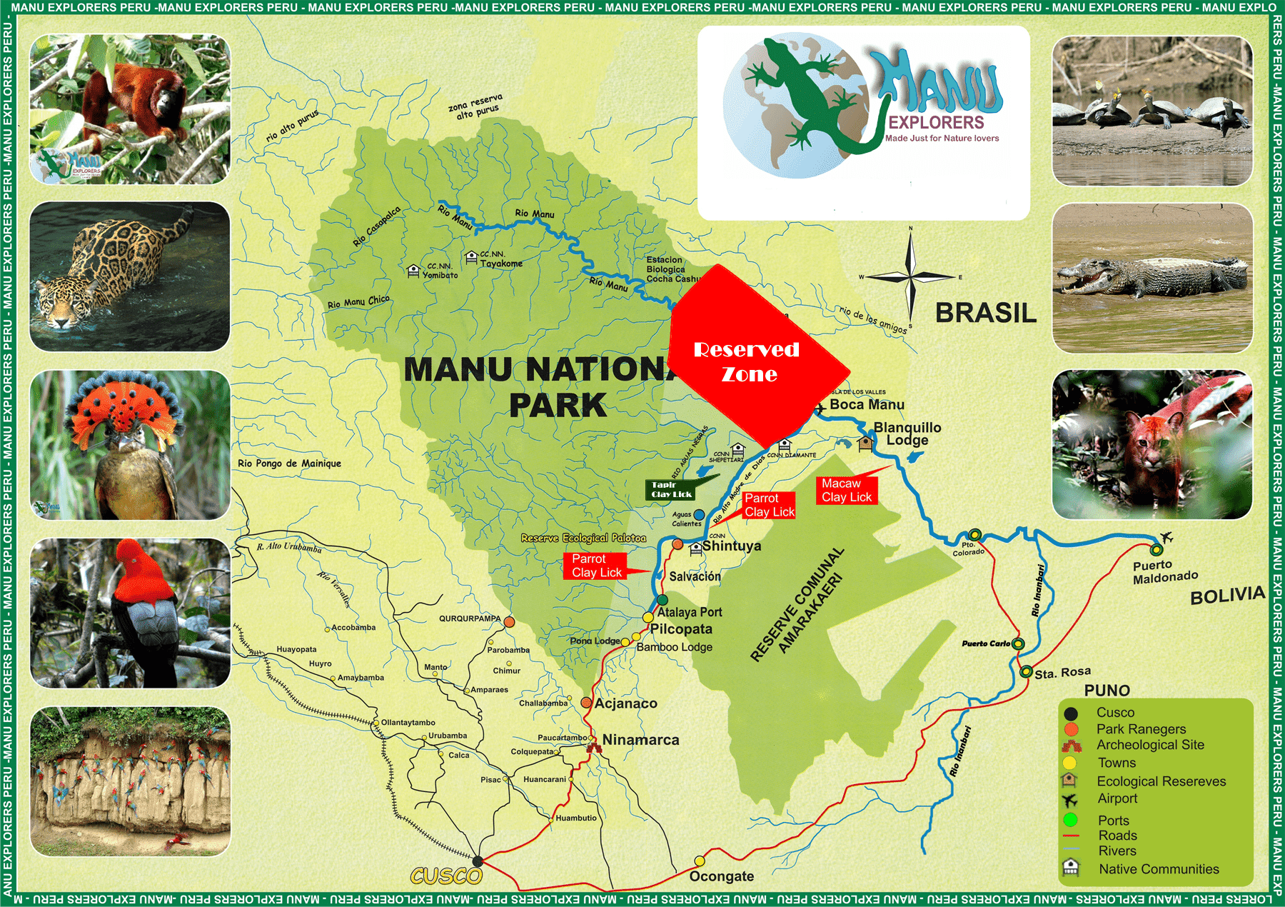 Reserved Zone Of Manu National Park Map